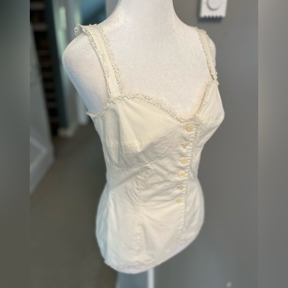 Vintage MaxMara Corset Lace Detail Button Up Tank Top Blouse - Picture 8 of 12